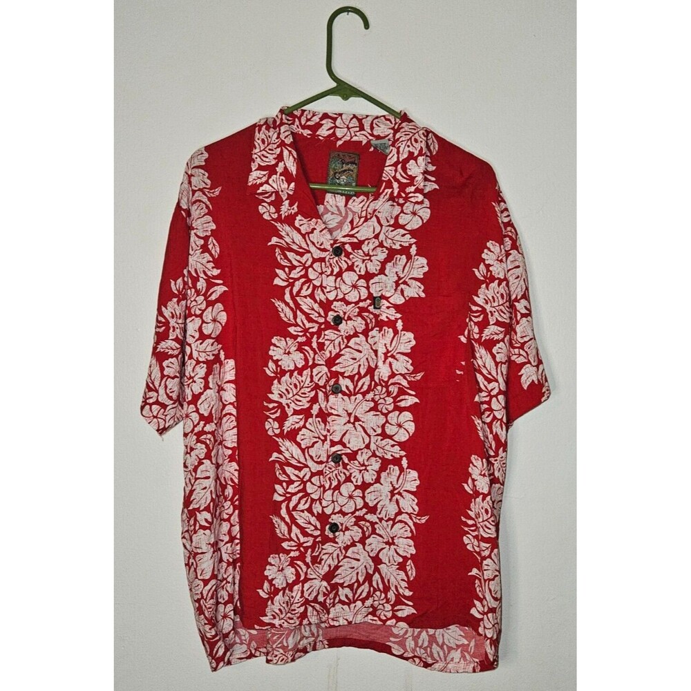 Pineapple Connection Hawaiian Red Button Down Shi… - image 1